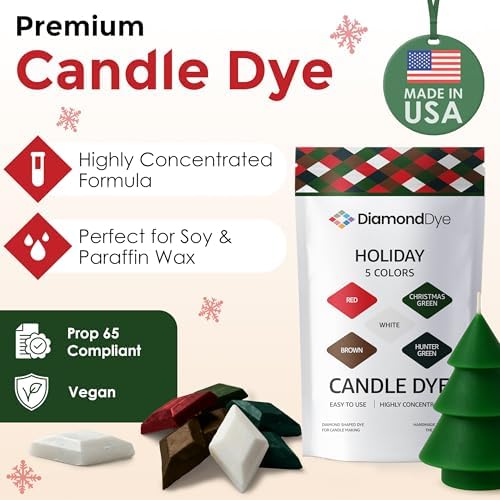Christmas Candle Dye Chips, Soy & Paraffin Candle Making, 5 Holiday Colors - Image 2