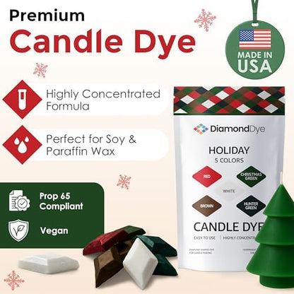 Christmas Candle Dye Chips, Soy & Paraffin Candle Making, 5 Holiday Colors - Image 2