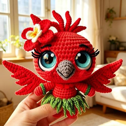 FRANDEK DIY Red Bird Crochet Kit for Adults, Cute Plush Animal Set - Image 5