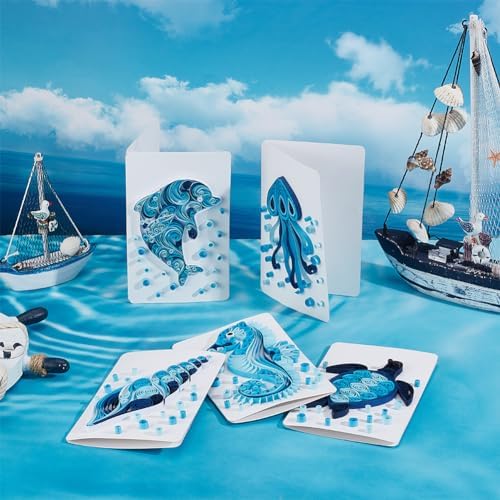 WEBEEDY Paper Quilling Kit 20 Sets DIY Sea Animals Paper Quilling Kit with Paper Quilling Strips Supplies Ocean Greeting Card Making Kits for Beginners DIY Handmade Crafts Home Room Wall Decor Gift - Image 7