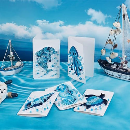 WEBEEDY Paper Quilling Kit 20 Sets DIY Sea Animals Paper Quilling Kit with Paper Quilling Strips Supplies Ocean Greeting Card Making Kits for Beginners DIY Handmade Crafts Home Room Wall Decor Gift - Image 7