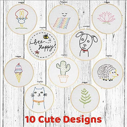 CraftLab Embroidery Kit for Kids - Beginner Sewing Kit with 10 Projects, Hoops, Thread, Patterns - Image 7