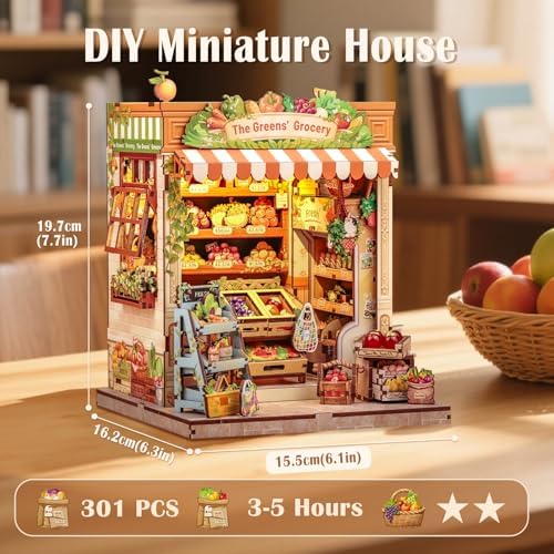CUTEBEE Book Nook Kit - DIY Miniature House Dollhouse Kit for Adults, Booknook Tiny House Bookshelf Decor 3D Wooden Puzzle Model Building Set, Gifts for Family and Friends (The Greens’ Grocery) - Image 2