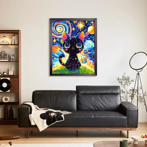 Yunnuo Paint by Numbers Kit for Adults Cat,Adult Paint by Number Kits on Canvas,Painting by Numbers for Beginners Black Cat and Starry Night,DIY Oil Painting Kit for Home Wall Decor Gift (16x20 Inch) - Image 3