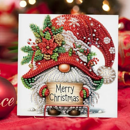 jinglinhh 6pcs Christmas Cup Gnome Diamond Art Painting Greeting Cards with Envelopes, DIY Card Making Kits for Adults, Diamond Art Postcards Holiday Cards Craft Gifts - Image 6