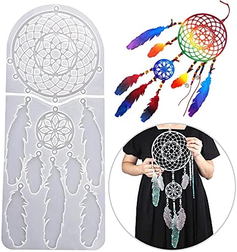 Woohome Dream Catcher Resin Moulds, Big Dream Catcher Resin Casting Mould with Jump Rings, String for DIY Crafts Making, Homemade Crafts, Home Decoration by Woohome
