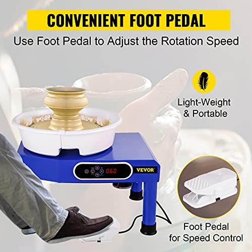 VEVOR Pottery Wheel, Pottery Forming Machine 9.8" LCD Touch Screen, 350W Ceramic Pottery Electric DIY Clay Sculpting Tools, Foot Pedal & Detachable ABS Basin for Adults and Beginners Art Craft - Image 2