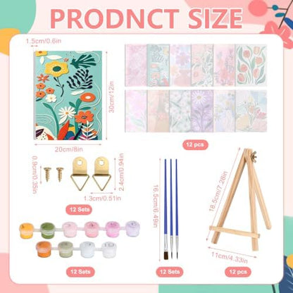 12 Set Paint by Numbers Kit for Adults with 8x12 In Simple Flower Painting - Image 3