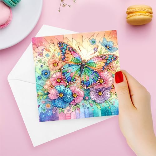 Diamond Art Cards with Envelopes–6PCS DIY Diamond Painting Greeting Cards Kit | Card Making Kit with Bling for Adults & Beginners | Birthday,Holiday & Thank You Cards (Flower Butterfly and Dragonfly) - Image 7