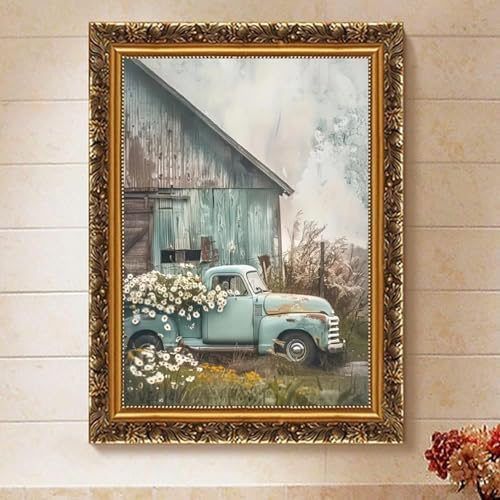 Truck and Barn Paint by Numbers Kit for Adults Framed Canvas, Frameworkless - Image 2