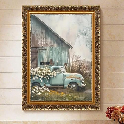 Truck and Barn Paint by Numbers Kit for Adults Framed Canvas, Frameworkless - Image 2