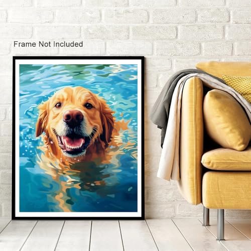 Natuyalo Paint by Numbers Kit for Adults Beginner - Swimming Dog Adult Paint by Number Kits on Canvas, Animals Easy Adults' Paint-by-Number Kits Acrylic Painting for Gift Home Wall Decor 16x20 inch - Image 3
