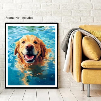 Natuyalo Paint by Numbers Kit for Adults Beginner - Swimming Dog Adult Paint by Number Kits on Canvas, Animals Easy Adults' Paint-by-Number Kits Acrylic Painting for Gift Home Wall Decor 16x20 inch - Image 3