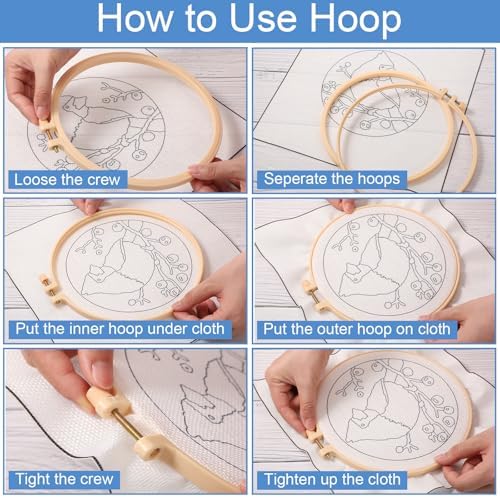 SmoothNovelty Punch Needle Kits Red Cardinal Bird Pattern with Hoop - Image 3