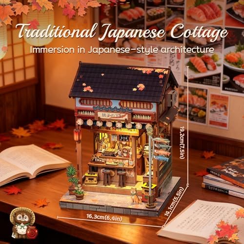 Cutefun Book Nook Kit - DIY Miniature House Kit for Adults, Teens and Beginners, Japanese Izakaya Booknook Tiny House Bookshelf Decor 3D Wooden Puzzles, Gifts for Friends and Family (Izakaya Shop) - Image 2