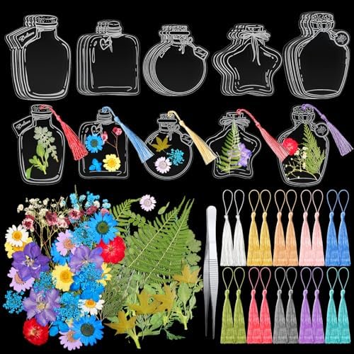 TaoBary 161 Pcs Transparent Dried Flower Bookmarks DIY Kit, Cute by TaoBary