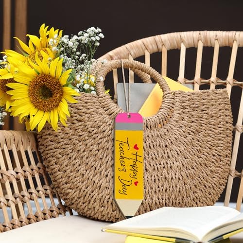 Wooden Ornaments to Paint 7 Inch, Wooden Pencil Cutouts Back to School DIY Blank Unfinished Labels Tags Crafts Teacher Appreciation Week Gifts Ornament for Student Hanging Decorations(10PCS) - Image 6