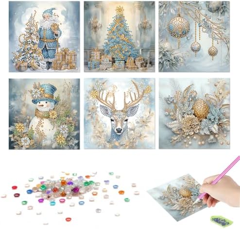 DDGYP 6 Pack Christmas Diamond Art Cards for Adults with Envelopes - Image 3