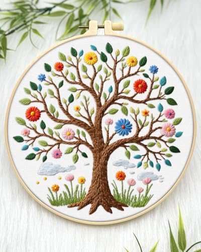 ERKOON Embroidery Kit for Beginners Adult, Cross Stitch Set Include Embroidery Cloth Hoops Threads for Craft Lover Hand Stitch with Embroidery Skill Techniques (Tree) - Image 3