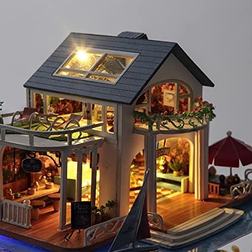GuDoQi DIY Miniature Dollhouse Kit, Tiny House kit with Furniture and Dust Proof, Miniature House Kit 1:24 Scale Beachside Bungalow, Great Handmade Crafts Gift for Birthday Christmas Day - Image 2
