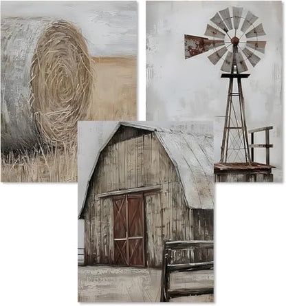 3 Pack Rustic Windmill Barn Paint by Numbers Kit for Adults Beginner by YOLENIX