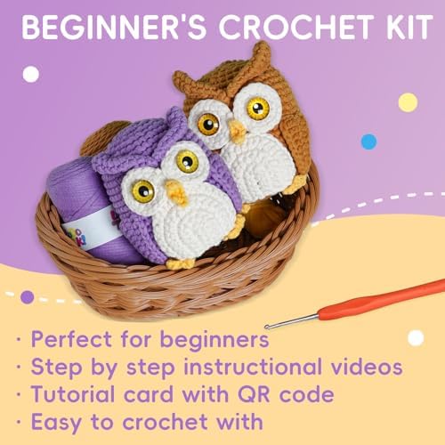 Crochet Kit for Beginners, 2-Pack owl Animal Kits for Adults, Amigurumi Set - Image 6