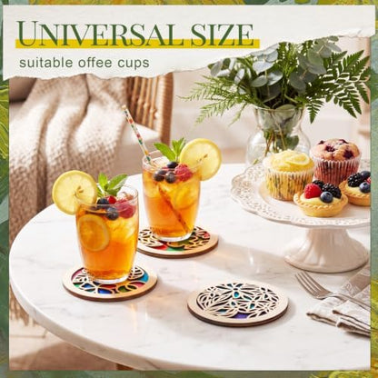 Reallnaive Wood Coasters Painting Kit DIY Craft, 24 Pcs, Floral - Image 5