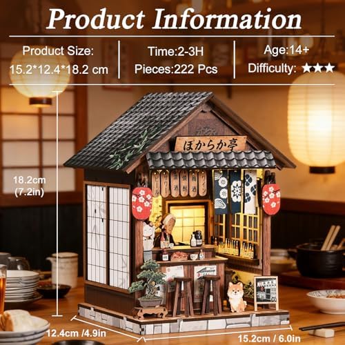 DIY Book Nook Kit with LED Light, Miniature Dollhouse, 3D Wooden Puzzle, Bookshelf Insert Decor Craft Gift (The Mellow Pub) - Image 4