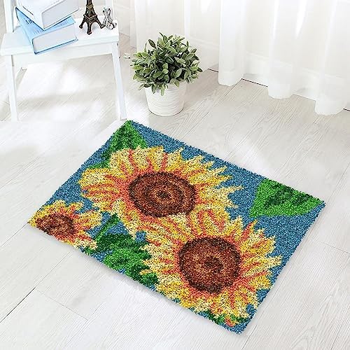 ZFFLYH Latch Hook Kits for Adults, DIY Latch Hook Rug Making Kit for Adults Kids Beginners, Making Cushion Needlework Home Decor Festival Gift 20X15inch,Flower - Image 5