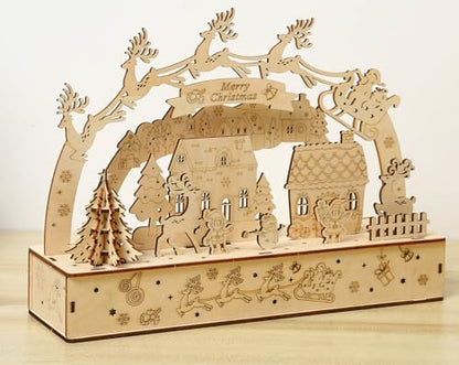 3D Wooden Puzzles for Adults 35pcs LED Light Xmas Theme DIY Wooden Assembly Kit for Teens Home Decor - Image 3
