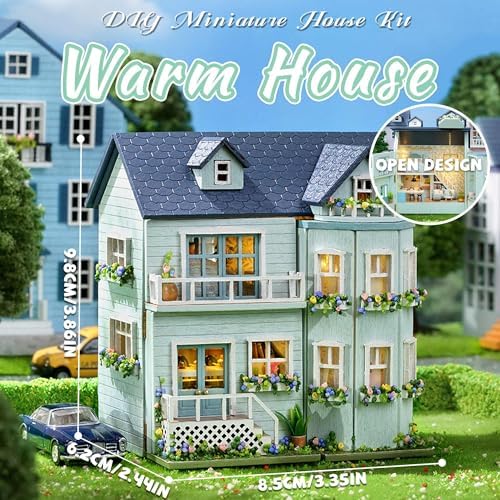 Kisoy Romantic and Cute Dollhouse Miniature DIY House Kit Creative Room Perfect DIY Gift for Friends, Lovers and Families (Warm House) - Image 2