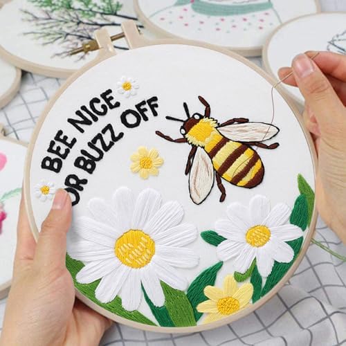 Louise Maelys Bee Embroidery Kit Funny Daisy Quote DIY Craft - Image 5
