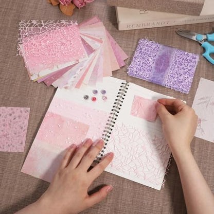 JJUNW 93 Pcs Textured Scrapbook Paper And Mesh Fabric Assorted Set, 78 Sheets Mixed Media Papers With 15 Buttons, 3.9 X 5.5 Inches Textured Paper For Crafts, Scrapbooking, Journaling, Card Making - Image 6