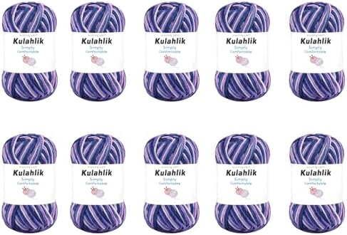 500g(10x50g) Acrylic Yarn for Crochet/Knitting, Gradient Yarn by Kulahlik