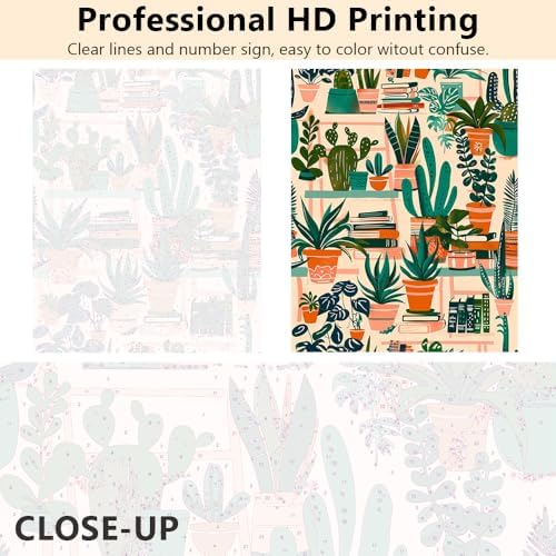 TUMOVO Plant Framed Paint by Numbers for Adults Beginner, Botanical Adults' Paint-by-Number Kits, Green Leaf DIY Acrylic Paint by Numbers Kits on Canvas, Acrylic Pigment Painting Kits 16"x20" - Image 3