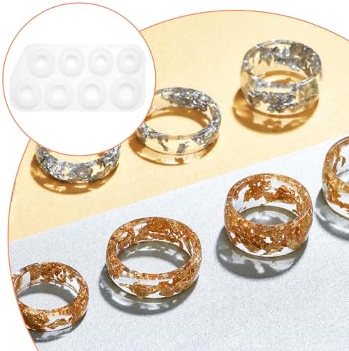 4 Pcs Resin Ring Molds,Silicone Resin Rings Making Kit,Round Pendant Jewelry Casting Mold for DIY Earrings Necklace Pendants Keyrings Crafts Decorations Making (8 Different Sizes) - Image 5