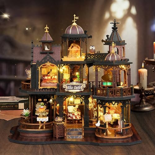 CUTEROOM DIY Miniature House Kit, Wooden Dollhouse Kit with LED Magic Tiny House Kits for Adult Best Birthday (Edinburgh Castle) - Image 3