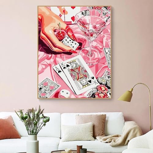 ZRIZQ Vintage Paint by Numbers Kit for Adults Beginner,Poker,16x20 - Image 3