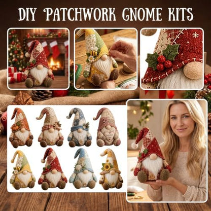 Patchwork Gnome DIY Kit Christmas Cozy Gnome Sewing Craft Set (01-Blue) - Image 6