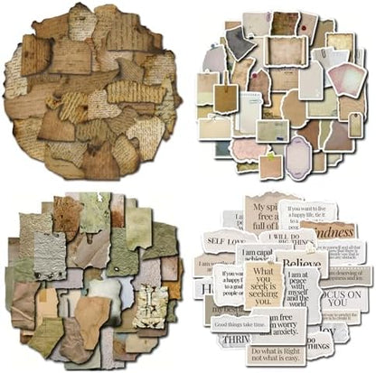 365 PCS Scrapbook Stickers Junk Journal - Old Handwritten Notes & Inspiring Quotes Torn Edge Retro Collage Stickers for Scrapbooking Journaling Home Decor Retro Enthusiasts by JUNKJWBZ%7CPeelStickInspir