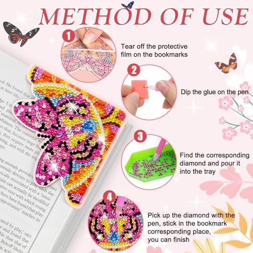 WIVICO 4Pcs Diamond Painting Bookmarks, Diamond Pearl Art Kits for Adults - Image 4