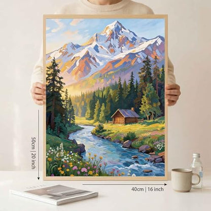 Amphol Paint by Number Kit for Adults Beginners - 16x20 Inch DIY Mountain Morn Paint by Numbers, Unframed Landscape Oil Painting Kit for Home Wall Decor, Stress Relief with Acrylic Paint Set - Image 5