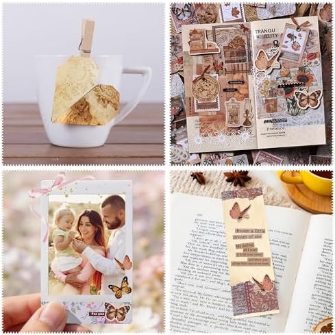 200Pcs Vintage Scrapbook Supplies, Nature Floral Stickers, Junk Journal Kit - Image 3