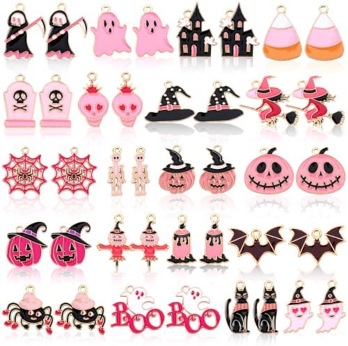 MARFOREVER 40 Pcs/20 Pairs Pink Halloween Charms for Jewelry Making by MARFOREVER