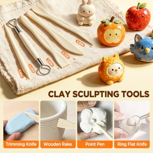 3.4FL OZ Air Dry Clay Glaze and 25pcs Clay Tools Kit, High Gloss Sealant - Image 4