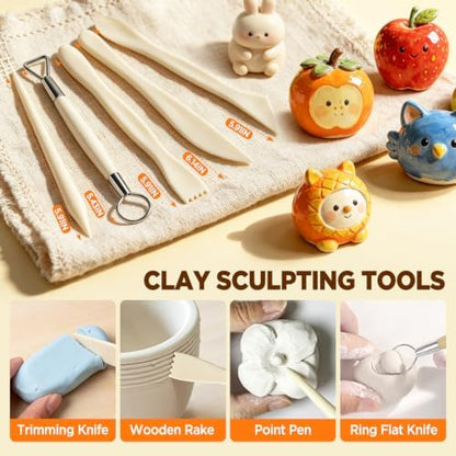 3.4FL OZ Air Dry Clay Glaze and 25pcs Clay Tools Kit, High Gloss Sealant - Image 4