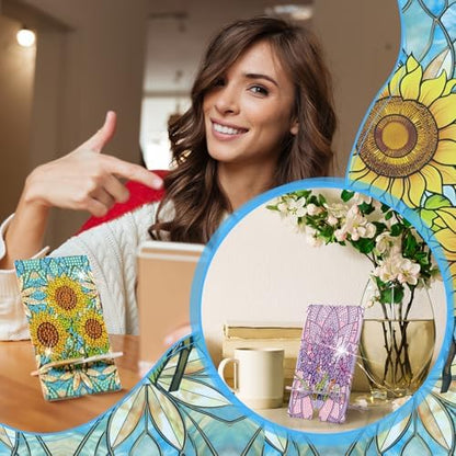 Saillong 6 Pcs Diamond Art Phone Stands Vivid Flowers Full Drill Kits - Image 5