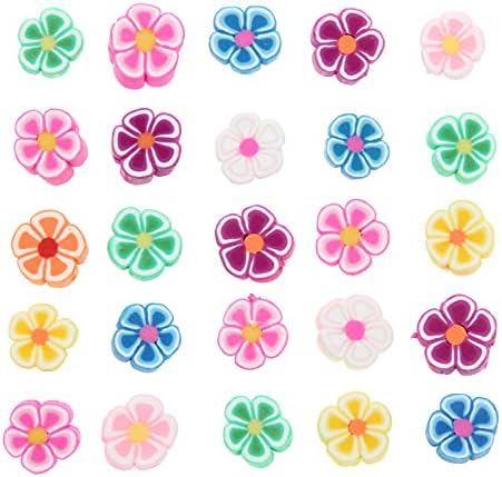 100pcs Mixed Polymer Clay 10mm Spacer Beads for Women Jewelry Making DIY Bracelet Necklace Hair Clip Accessories (Flower) by LUBINGSHINE