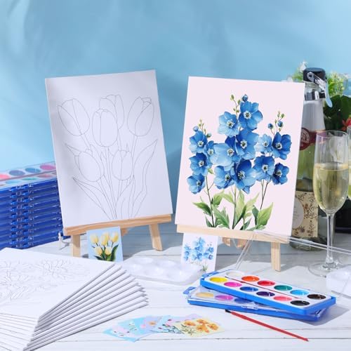 Ctosree 12 Sets Pre Drawn Canvas Kit for Painting,Vivid Flower,8 x 10 in - Image 2