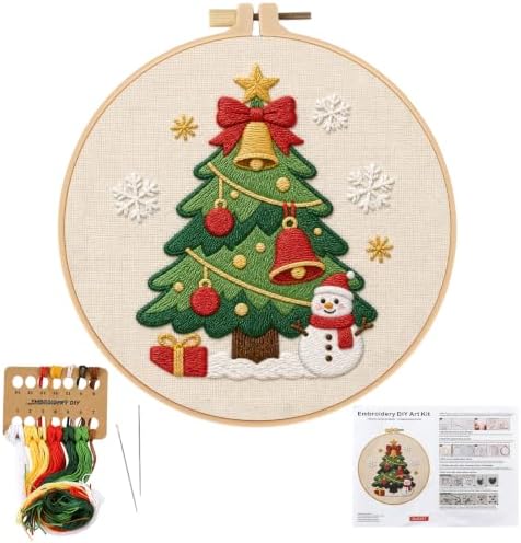 Zynlio Embroidery Kit for Beginners -Xmas Tree Embroidery Kits for Adults Starter Cross Stitch Kit DIY Needlepoint with Step-by-Step Instruction by Unknown